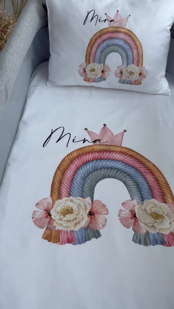 Lilabio 100% Cotton Satin Personalized Lion Crib Bedding Set 70x120