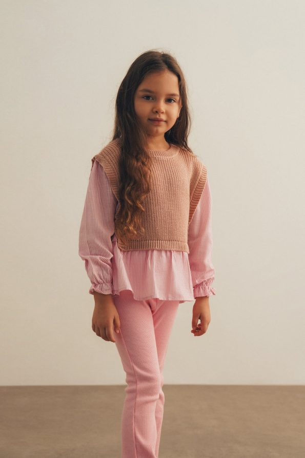 Sweater Detailed Shirt and Leggings Set