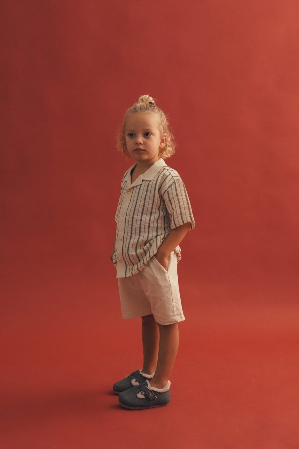 Linen Striped Shirt & Shorts Set