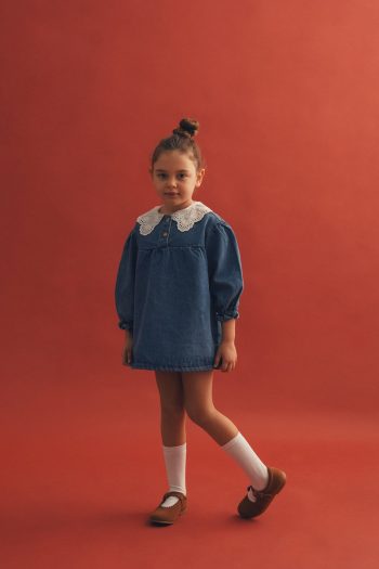 Denim Lace Collar Dress