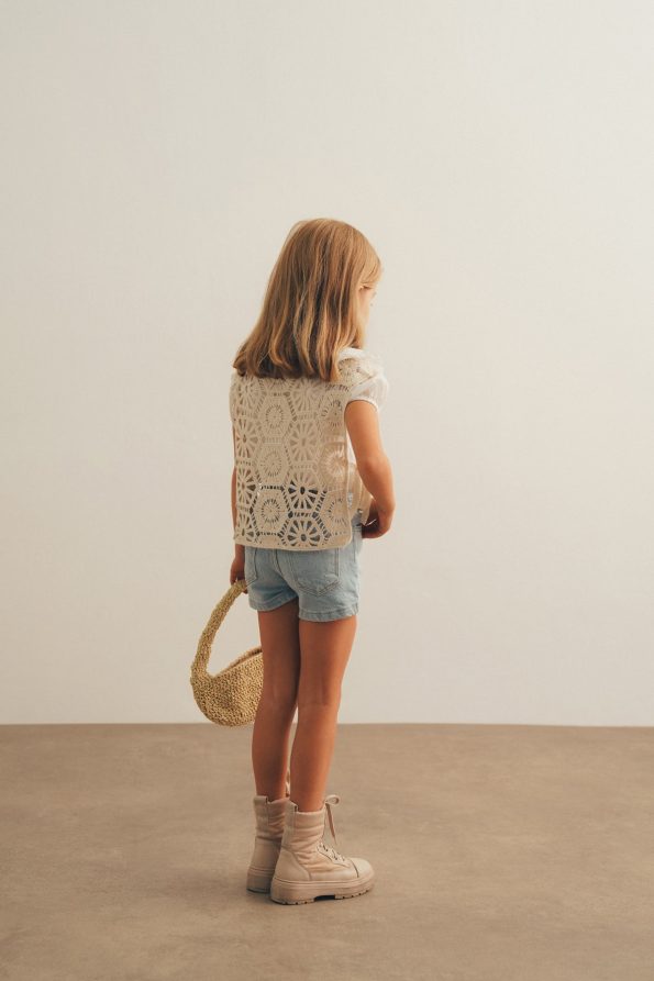 Beige Knit Vest and Shorts Set