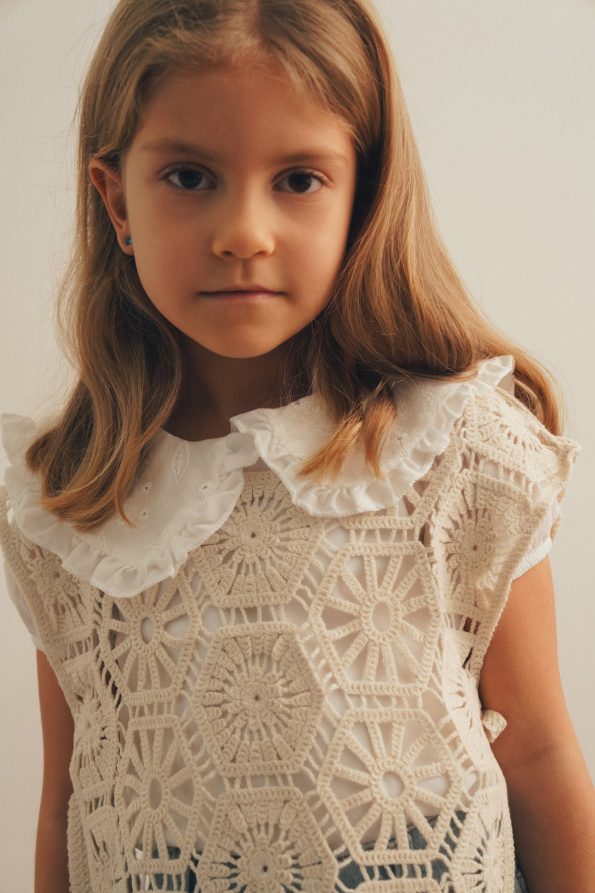 Beige Knitted Vest and Shorts Set