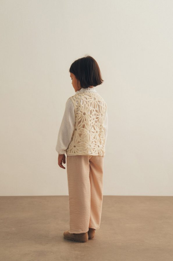 Beige Knit Vest Detailed 3-Piece Set