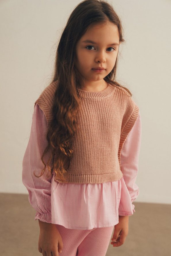 Knitted Detail Shirt and Leggings Set