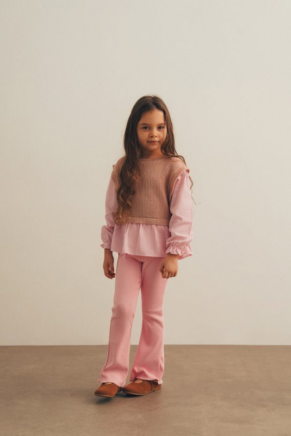 Knitted Detail Shirt and Leggings Set