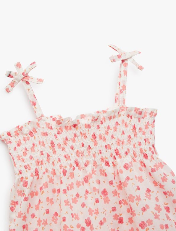 Girls' Cotton Bow Detail Floral Mini Dress