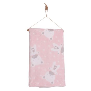 Wellsoft Bear Pattern Blanket Light Pink