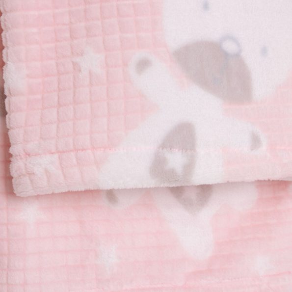 Wellsoft Bear Pattern Blanket Light Pink