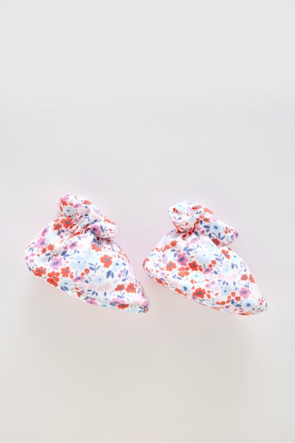 Baby Booties - Little Flowers / Red
