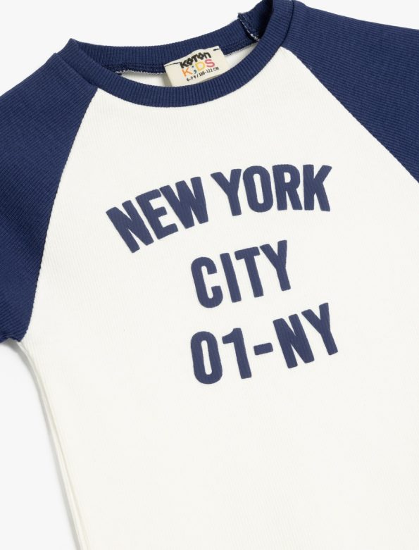 Girls' Short Sleeve Color Block T-Shirt with Print Details
