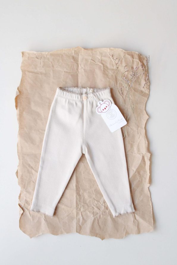 Beige Lace Trimmed Leggings