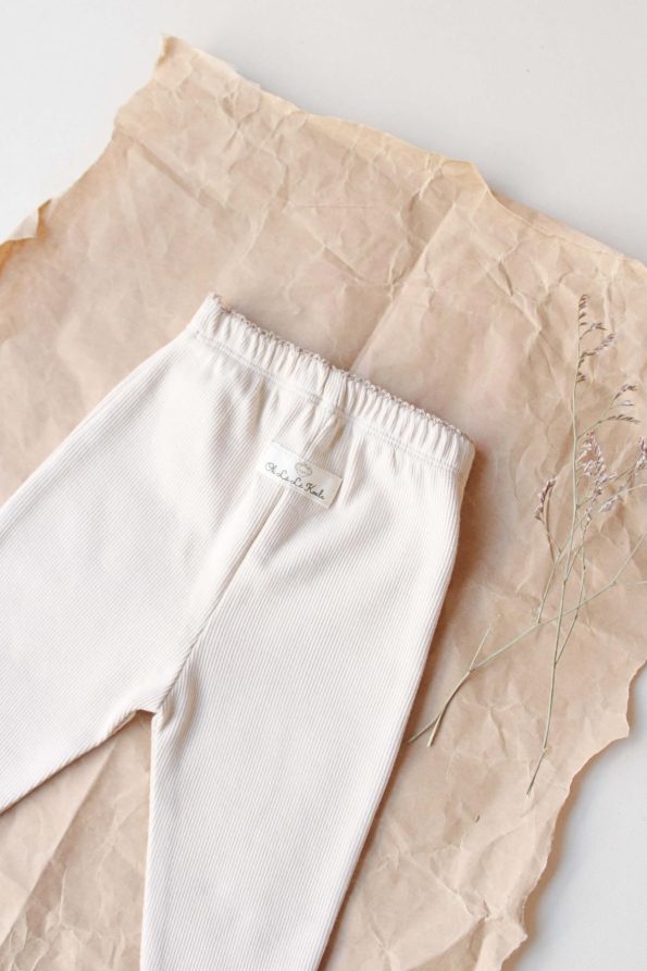 Beige Lace Trimmed Leggings