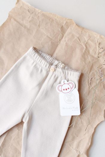 Beige Lace Trimmed Leggings