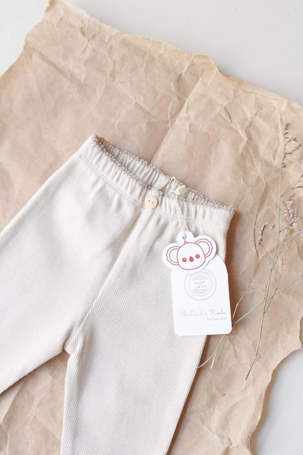 Beige Lace Trimmed Leggings
