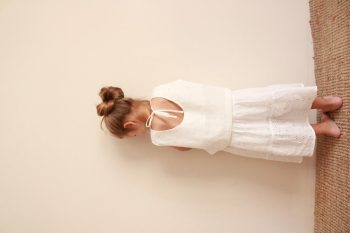 White Embroidered Back-Tie Girls' Set