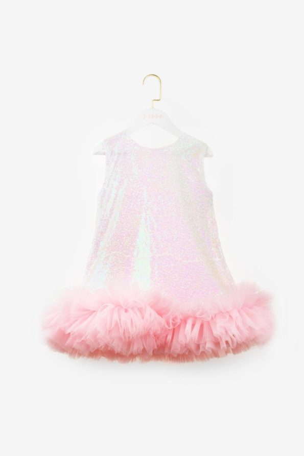 White Tulle and Sequin Dress for Girls - Evie