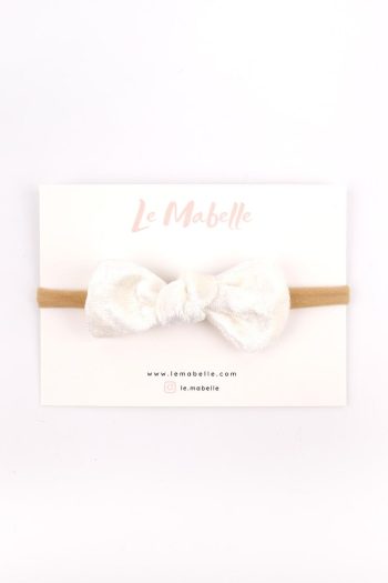 White Velvet Bow Hairband for Girls