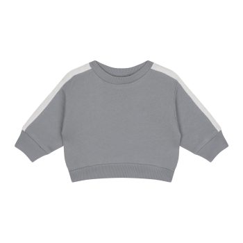 White Contrast Gray Sweatshirt and Pants Set