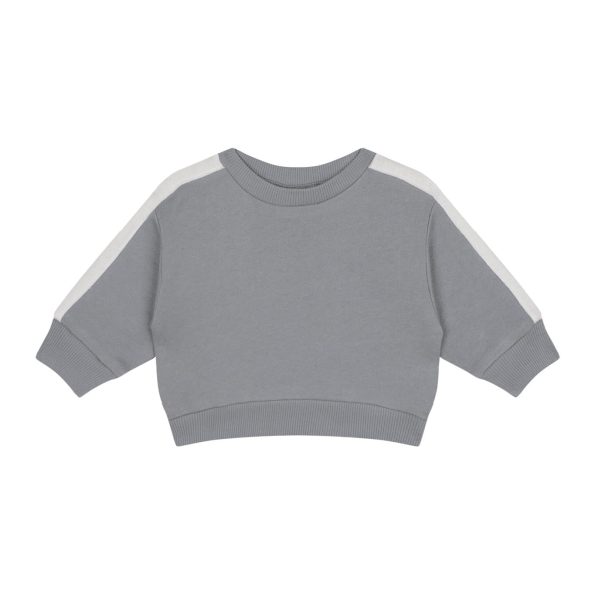 White Contrast Gray Sweatshirt and Pants Set
