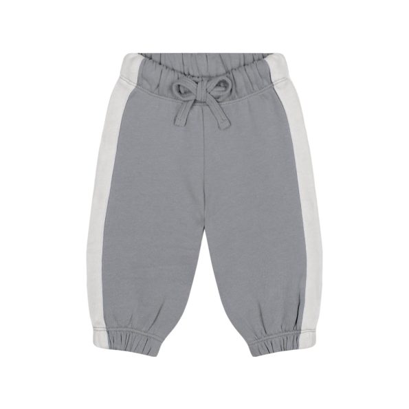 White Contrast Gray Sweatshirt and Pants Set