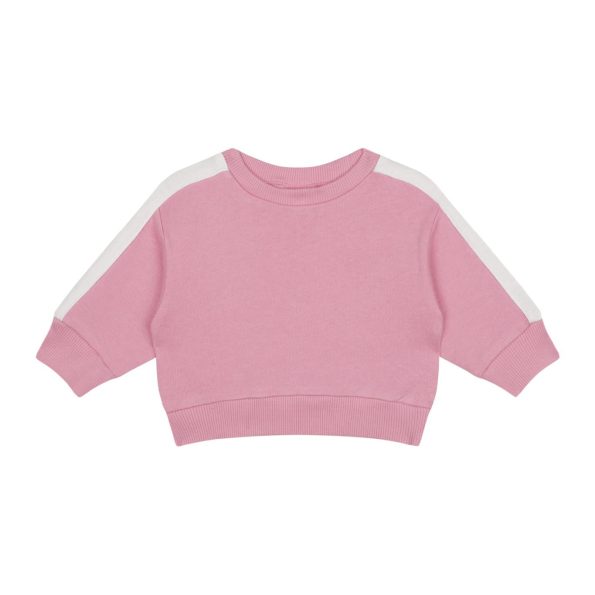 Pink Sweatshirt and Pants Set with White Contrast