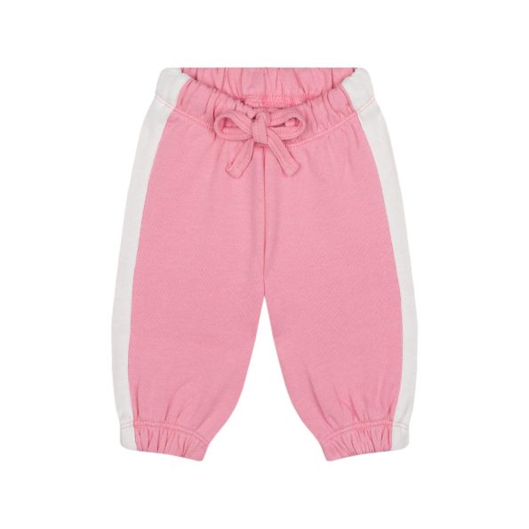 Pink Sweatshirt and Pants Set with White Contrast