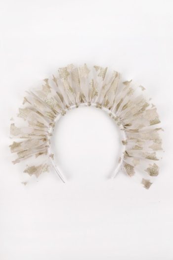 White Tulle Crown with Large Stars for Girls