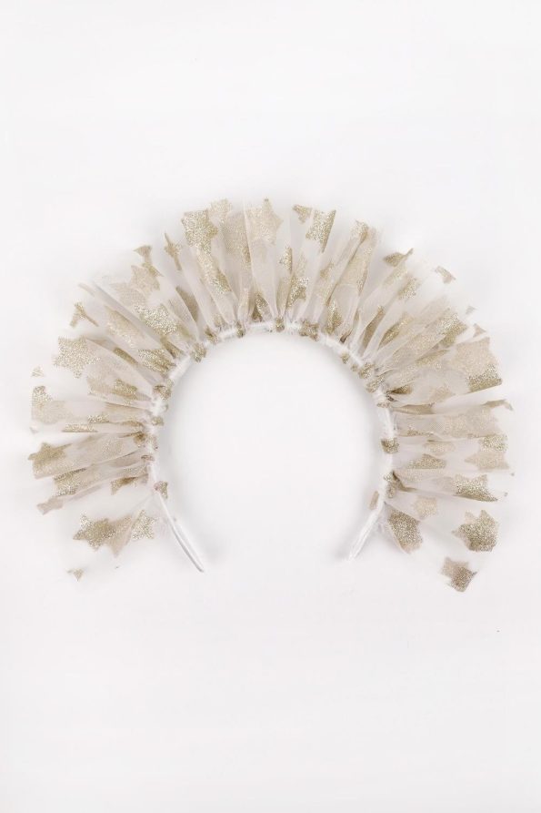 White Tulle Crown with Large Stars for Girls