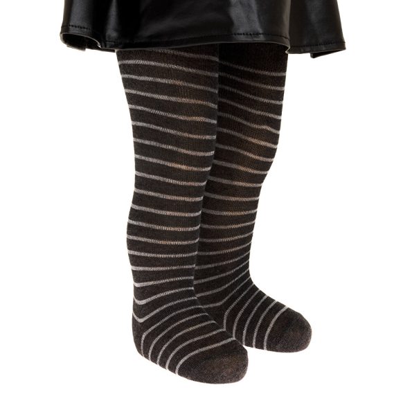 Girls' Ribbed Tights in Dark Gray