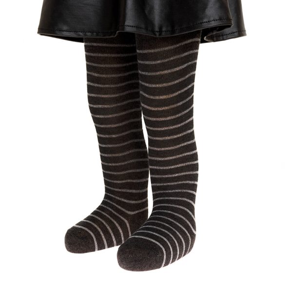 Girls' Ribbed Tights in Dark Gray