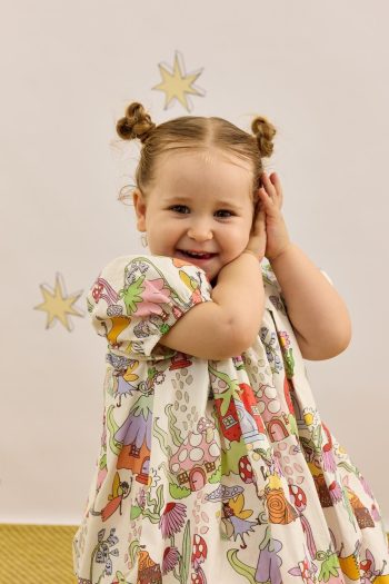 Mushroom Print Cream Dress
