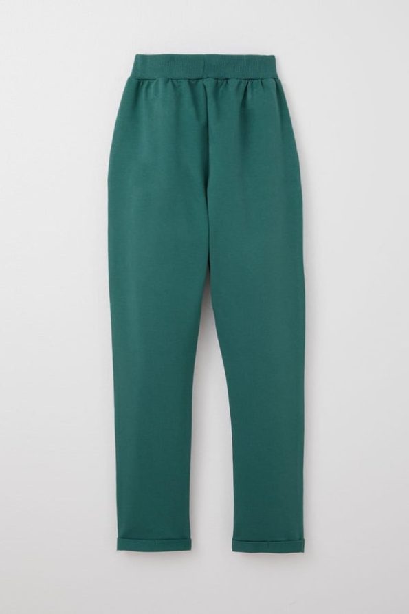 Boys' Emerald Green Pocketed Button-Detail Pants (Ages 4-7)