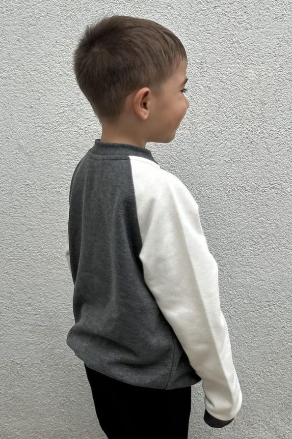 Boys' College Jacket with Letter Embroidery in Grey Melange (3-6 Years)