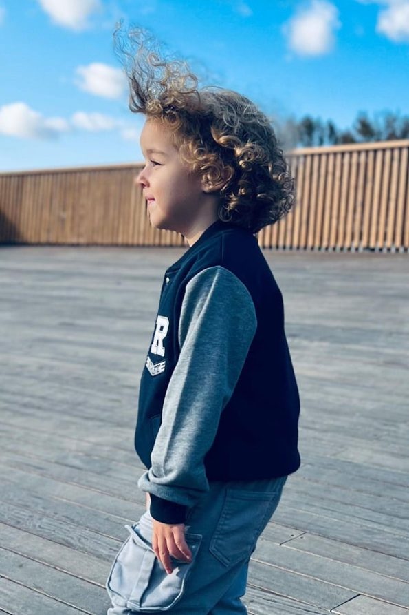 Boys' College Jacket with Letter Embroidery in Navy Blue (3 Years)