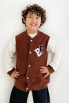 Boys' College Jacket with Letter Embroidery in Brown (3 Years)