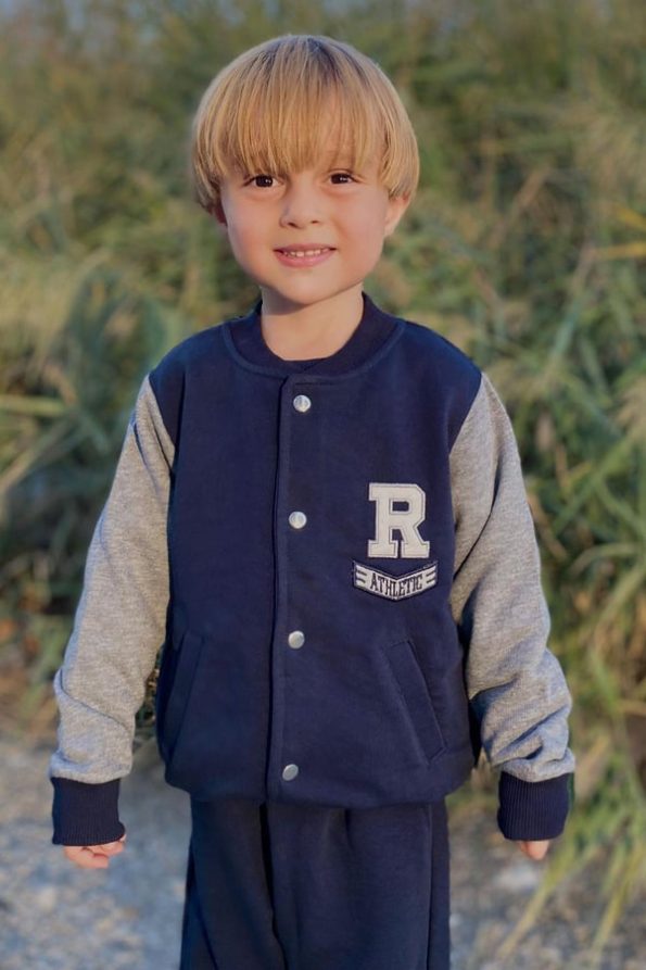 Boys' College Jacket with Letter Embroidery in Navy Blue (3 Years)