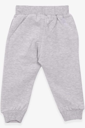 Boys' Printed Pocket Sweatpants in Light Gray Melange (1.5-2 Years)