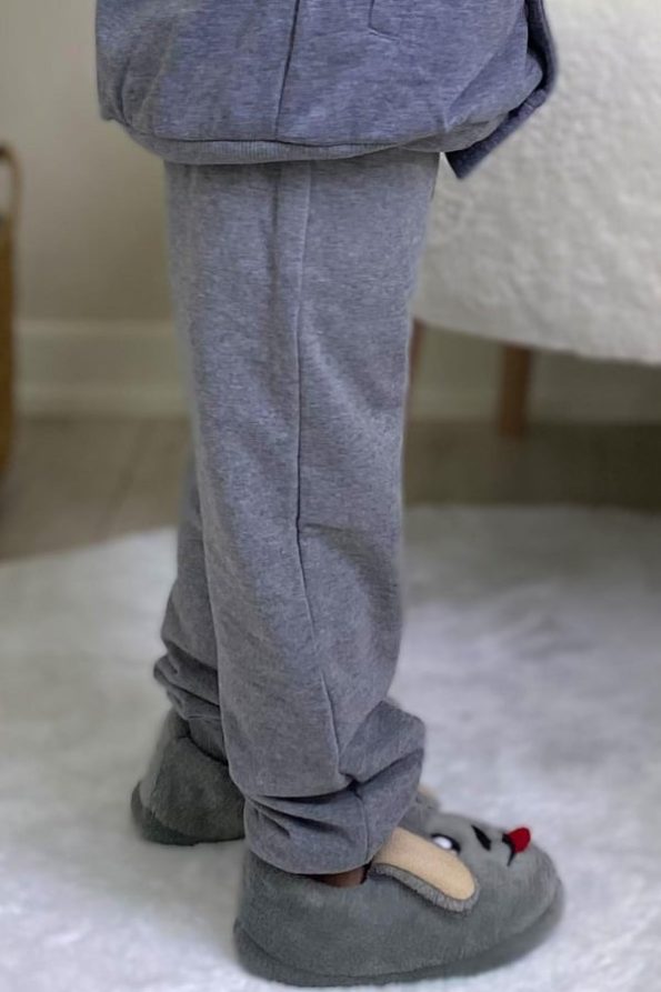 Boys' Pocketed Dark Grey Melange Sweatpants (3-6 Years)