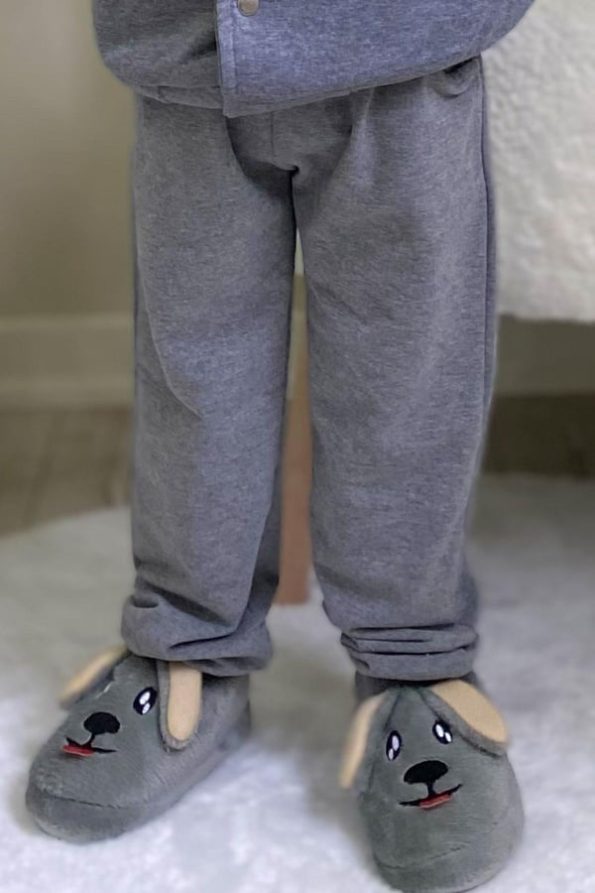 Boys' Pocketed Dark Grey Melange Sweatpants (3-6 Years)