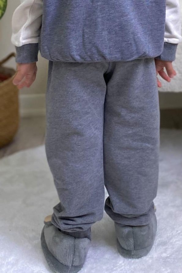 Boys' Pocketed Dark Grey Melange Sweatpants (3-6 Years)