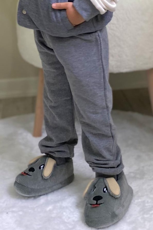 Boys' Pocketed Dark Grey Melange Sweatpants (3-6 Years)