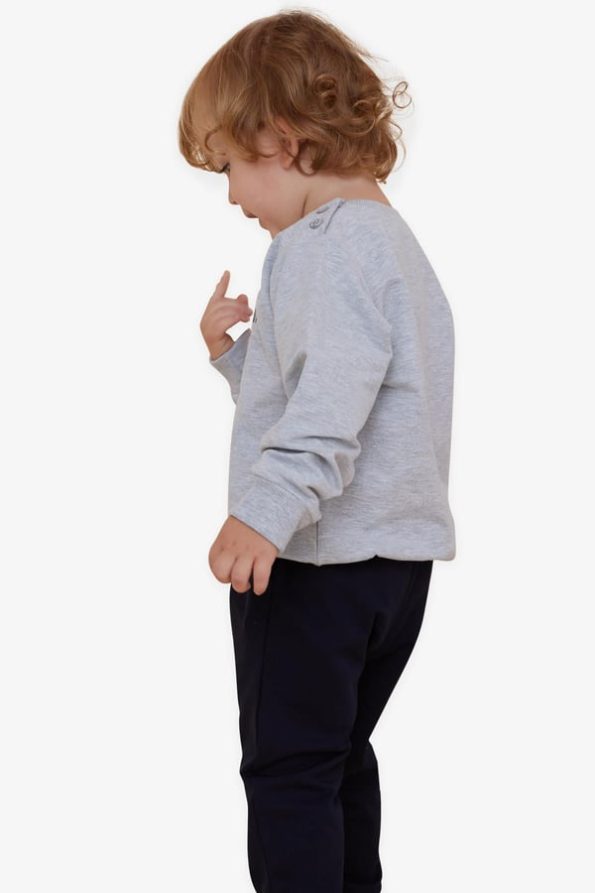 Boys' Sweatshirt Set with Number Embroidery in Grey Melange (1.5-5 Years)