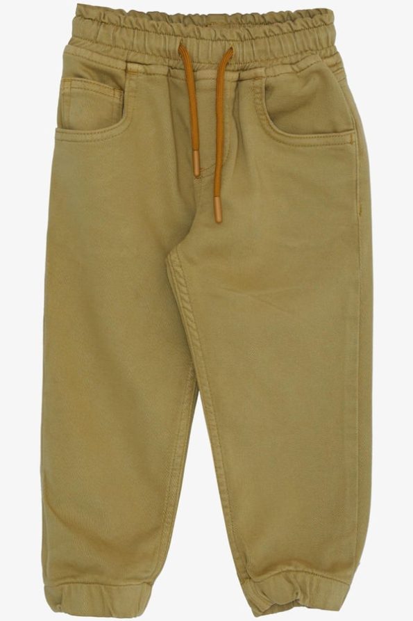 Boys' Elastic Waist and Cuffed Trousers in Khaki Green (Ages 1.5-4)