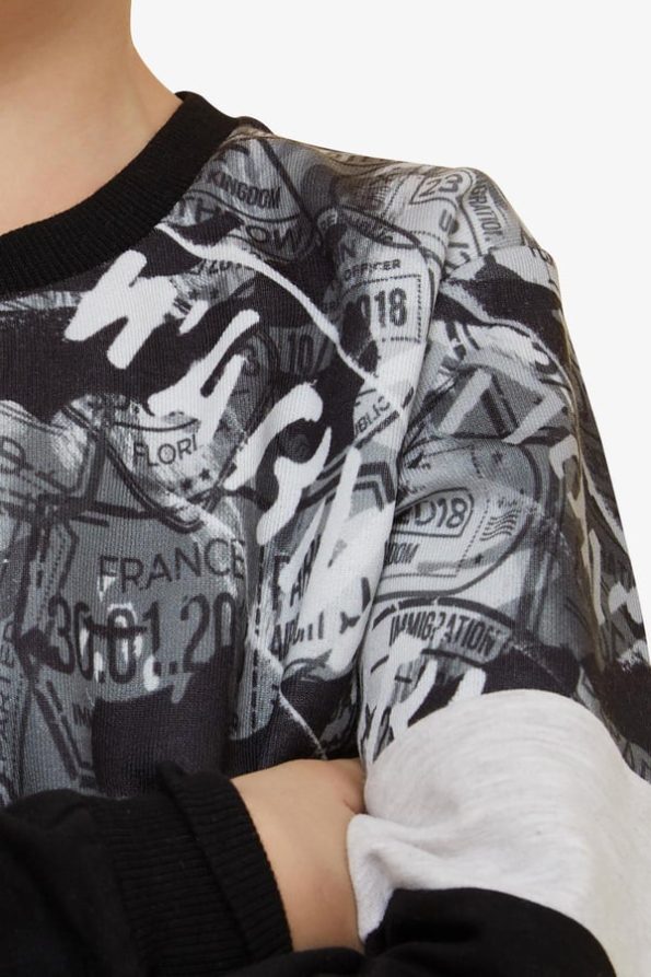 Boys' Printed Black Sweatshirt (Ages 8-12)