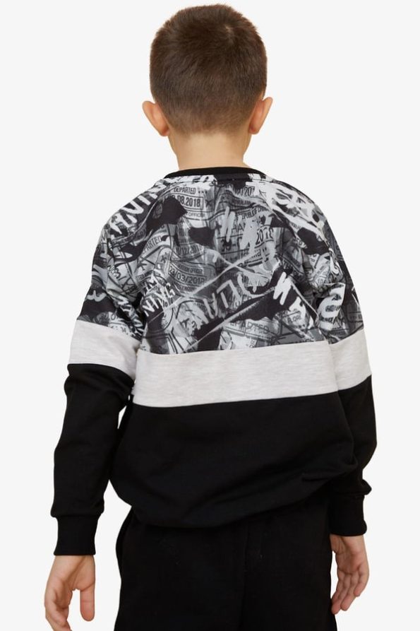 Boys' Printed Black Sweatshirt (Ages 8-12)
