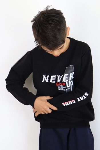 Boys' Motivational Themed Black Sweatshirt (Ages 8-11)