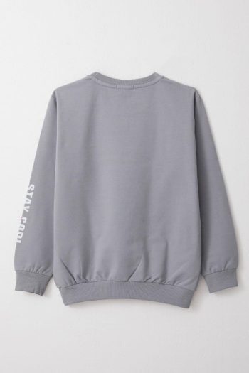 Boys' Motivational Themed Gray Sweatshirt (Ages 8-12)