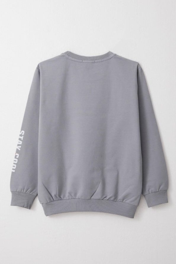 Boys' Motivational Themed Gray Sweatshirt (Ages 8-12)
