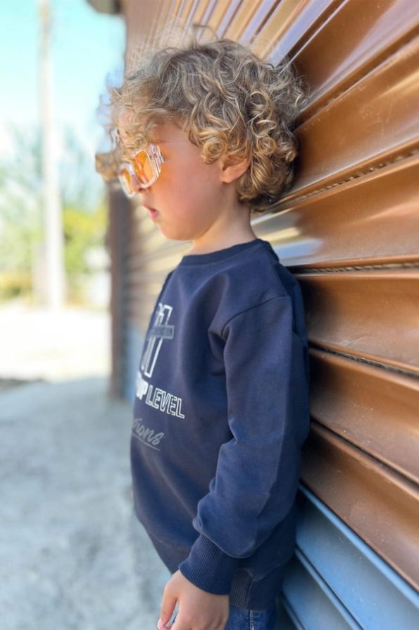 Boys' Printed Sweatshirt in Navy Blue (Ages 4-8)