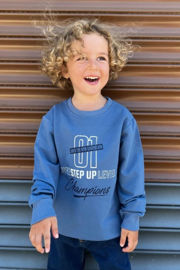 Boys' Indigo Printed Sweatshirt (Ages 4-8)